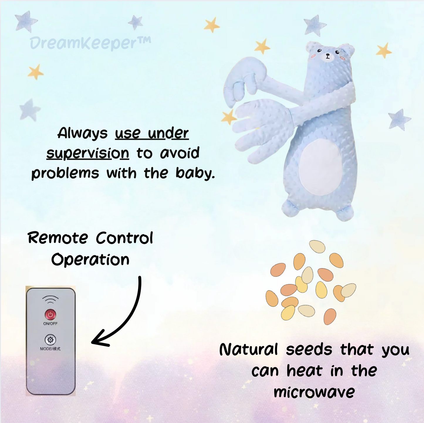 DreamKeeper: Plush pillow with soothing pats